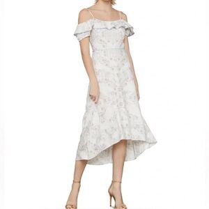 BCBG Maxazria Linen Midi Floral Dress, Size Large